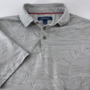Seapointe Polo Shirt Mens Small Gray Tropical Leaf Jacquard Performance‎ Golf